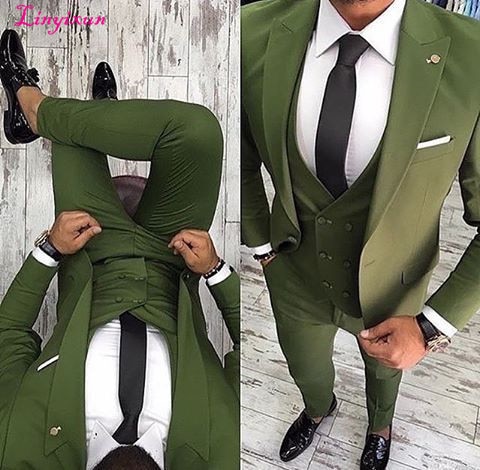 Linyixun 2020 Ultimi Disegni della Mutanda del Cappotto Verde Vestito Da Uomo Slim Fit 3 Piece Smoking Dello Sposo di Stile Abiti Su Misura Da Partito di Promenade giacca Terno